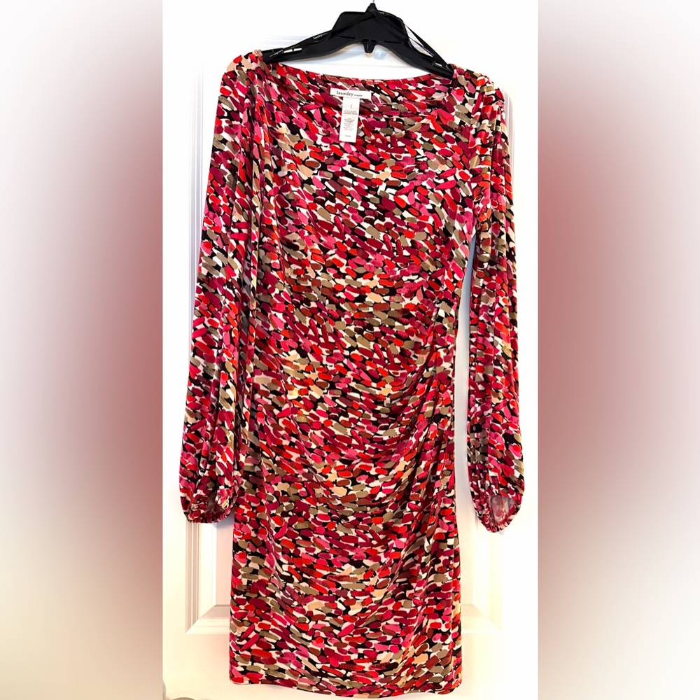 Laundry by Design Red and Pink Long Sleeve Dress